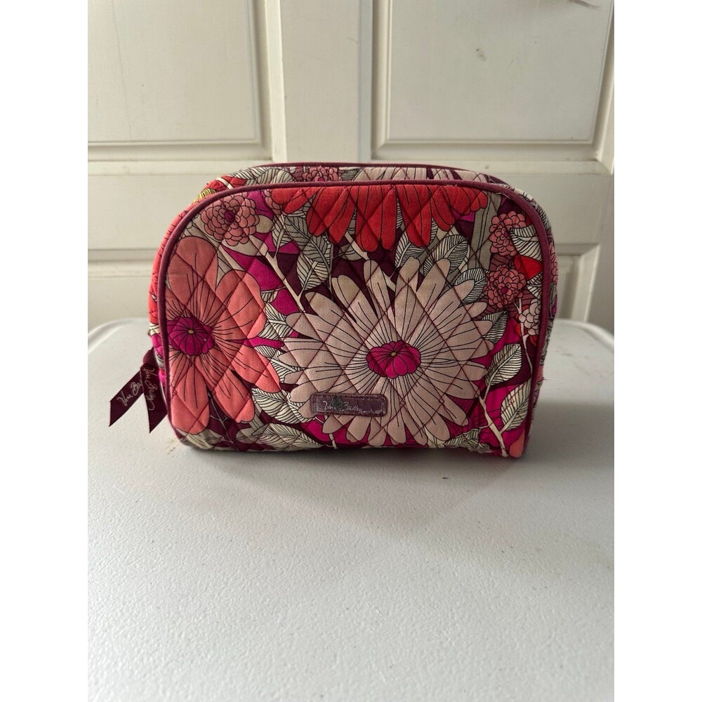 Vera Bradley Retired Bohemian Blooms Medium Zip Plastic Lined Cosmetic Bag